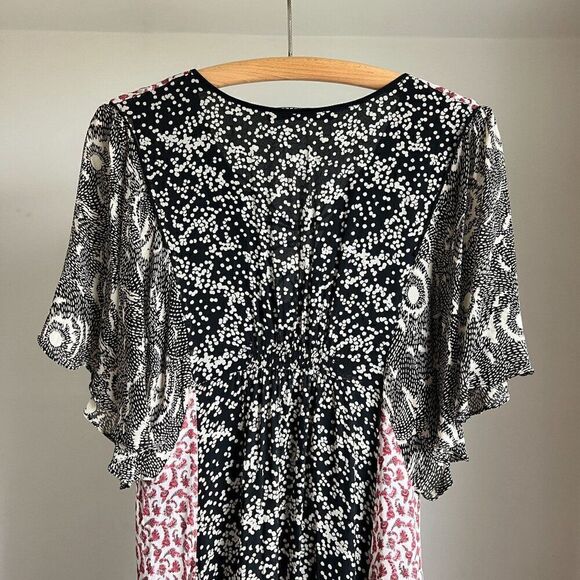 Zara‎ Mixed Print Maxi Dress Floral Flounce Romantic Feminine Asymmetrical Flowy - Picture 8 of 10